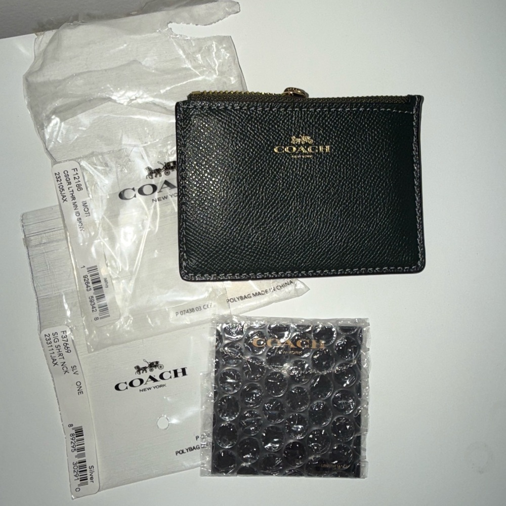 Coach Black Leather Wallet and Necklace
